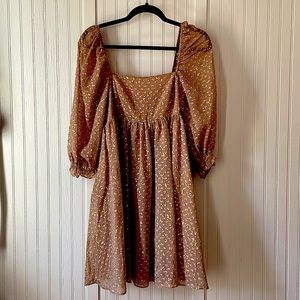 Tan/Gold/Metallic babydoll Vici Dolls dress